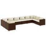 vidaXL Salon de jardin 10 Pièces avec coussins marron résine tressée