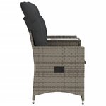 vidaXL Canapé de jardin inclinable 2 places avec table gris poly rotin