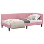 vidaXL Cadre de lit d'angle Rose 100 x 200 cm Velours