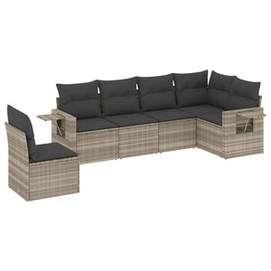 vidaXL Salon de jardin 6 Pièces avec coussins gris clair résine tressée