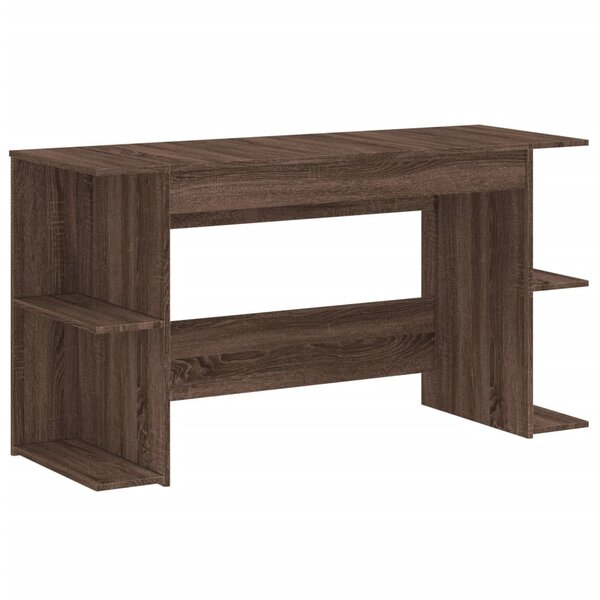 Bureau table poste de travail meuble d'ordinateur informatique étude chêne 140 x 50 x 75 cm bois d'ingénierie brun 02_0023616
