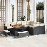 vidaXL Ensemble de canapé de jardin 12 Pièces Noir Poly rotin
