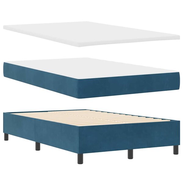 vidaXL Lit à ressorts avec matelas Bleu foncé 120 x 190 cm Velours