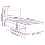 vidaXL Cadre de lit Gris Sonoma 100 x 200 cm Pin massif