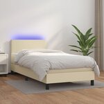 vidaXL Sommier tapissier avec matelas et LED Crème 90x190cm Similicuir