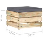 vidaXL Salon de jardin 6 Pièces avec coussins Bois imprégné de vert