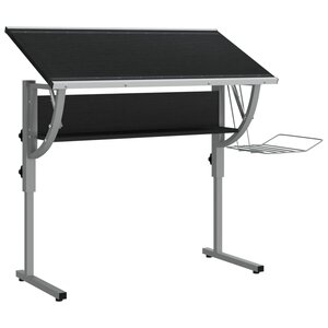 Bureau table poste de travail meuble d'ordinateur informatique étude d'artisanat et 110 x 53 x (58-87) cm noir 02_0023700