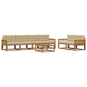 vidaXL Ensemble de canapés d'extérieur 7 Pièces Naturel et Beige