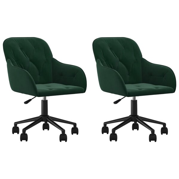 vidaXL Chaises pivotantes à manger lot de 2 Vert foncé Velours