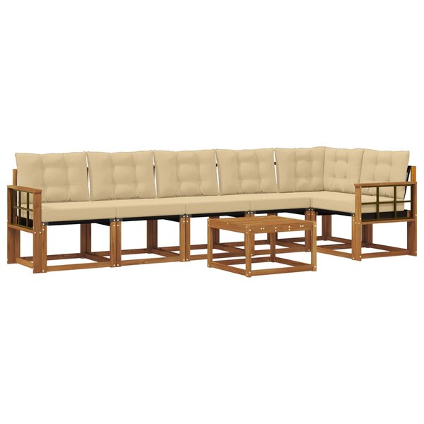 vidaXL Ensemble de canapés d'extérieur 7 pc Naturel et Beige
