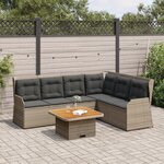 vidaXL Salon de jardin 5 Pièces avec coussins Gris Résine tressée