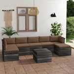 vidaXL Salon palette de jardin 8 Pièces avec coussins bois de pin massif