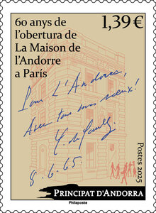 Timbre Andorre - 60 anys de l'obertura de La Maison de l'Andorre a París