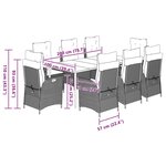 vidaXL Ensemble à manger de jardin 9 Pièces coussins gris résine tressée