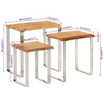 vidaXL Tables gigognes 3 Pièces avec bord vivant bois massif d'acacia