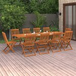 vidaXL Ensemble à manger de jardin 11 Pièces 280x90x75 cm bois d'acacia