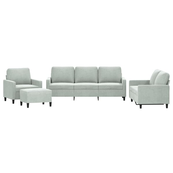 vidaXL Ensemble de canapés 4 Pièces avec coussins Gris clair Velours