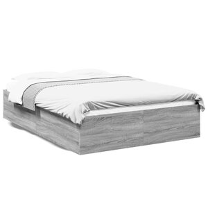 vidaXL Cadre de lit sans matelas sonoma gris 135x190 cm