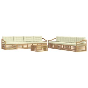 vidaXL Ensemble de canapés d'extérieur 9 Pièces Blanc et crème Polyester