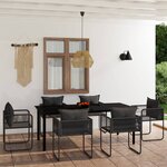 vidaXL Ensemble de salle à manger de jardin 7 Pièces Noir
