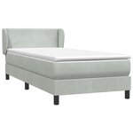 vidaXL Sommier à lattes de lit et matelas gris clair 90x210 cm velours