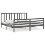 vidaXL Cadre de lit avec tête de lit gris 200x200 cm bois massif