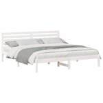 vidaXL Cadre de lit avec tête de lit Blanc 180 x 200 cm Pin massif