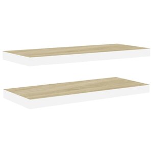 vidaXL Étagères flottantes 2 Pièces chêne et blanc 80x23 5x3 8 cm MDF