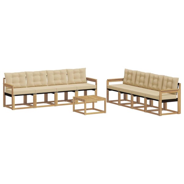 vidaXL Ensemble de canapés d'extérieur 9 Pièces Blanc et Beige