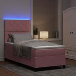 vidaXL Lit à ressort LED avec matelas Rose 90 x 190 cm tissu