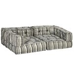 vidaXL Pouf modulaire à 2 places Gris rayé Tissu