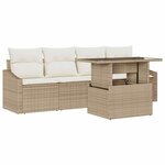vidaXL Ensemble de canapé de jardin 5 Pièces Beige Poly rotin