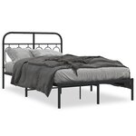 vidaXL Cadre de lit métal sans matelas avec tête de lit noir 120x190cm