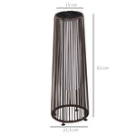 Lampadaire LED de jardin style colonial dim. Ø 21 5 x 61H cm résine tressée filaire chocolat