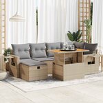 vidaXL Salon de jardin avec coussins 8 Pièces beige résine tressée acacia