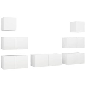 vidaXL Ensemble de meubles TV 7 Pièces Blanc Bois d'ingénierie