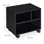 Caisson à roulettes bureau mobile 35 5 x 40 x 30 cm espace de rangement pratique ambiance moderne en aggloméré noir 13_0009888
