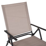 Bain de soleil pliable transat inclinable 5 positions chaise longue grand confort avec accoudoirs dim. 152L x 65l x 100H cm métal époxy textilène sable