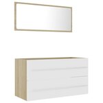 vidaXL Ensemble de meubles de salle de bain 2Pièces blanc et chêne sonoma