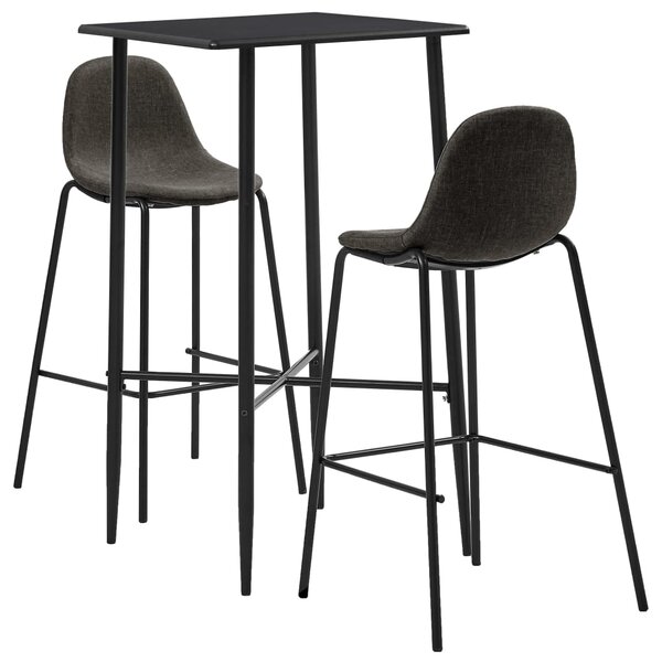 vidaXL Ensemble de bar 3 Pièces Tissu Gris foncé