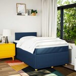 vidaXL Sommier à lattes de lit avec matelas bleu 120x190 cm tissu