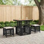 vidaXL Ensemble de salle à manger pour jardin 3 Pièces Noir et Crème