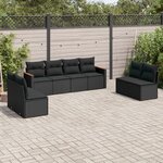 vidaXL Salon de jardin 8 Pièces avec coussins noir résine tressée