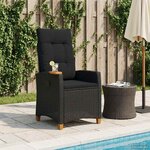 vidaXL Chaise inclinable avec plateau à thé Noir 62 x 64 x 112 cm
