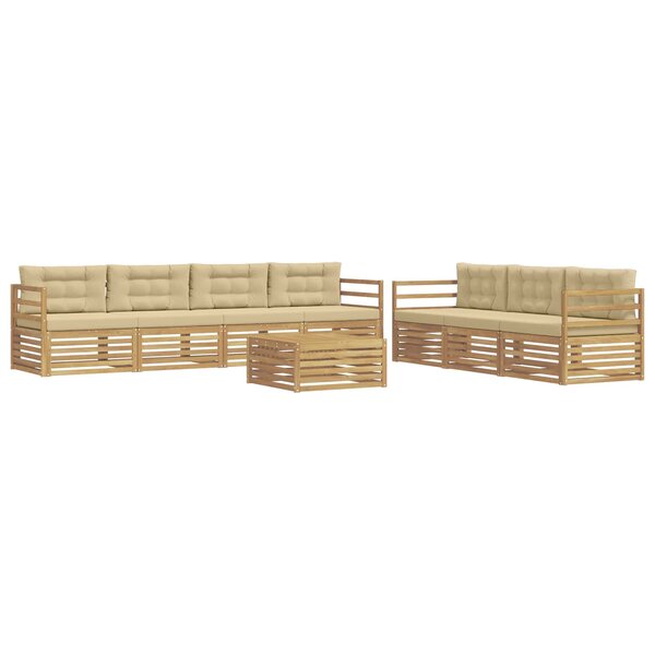 vidaXL Ensemble de canapés d'extérieur 8 pc Blanc et Beige Polyester