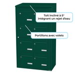 Bloc collectif Leabox  2x4  grade 3  simple face  Extérieur  fixation murale  Vert mousse RAL 6005 finition brillante