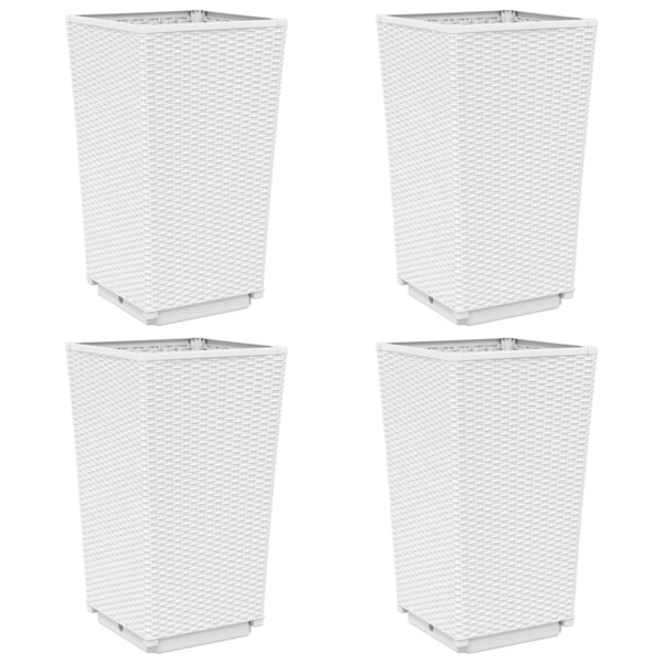 vidaXL Jardinières 4 Pièces blanc 32 5x32 5x57 cm polypropylène