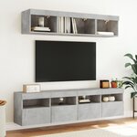 vidaXL Meubles TV muraux et lumières LED 2Pièces gris béton 80x30x40 cm