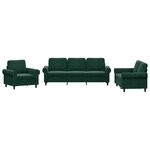 vidaXL Ensemble de canapés 3 Pièces avec coussins Vert foncé Velours