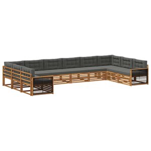 vidaXL Ensembles de canapés avec coussin 10 Pièces Bois d'Acacia Massif